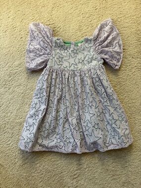 Stella McCartney Kids Lilac Eyelet Dress with Green Lining